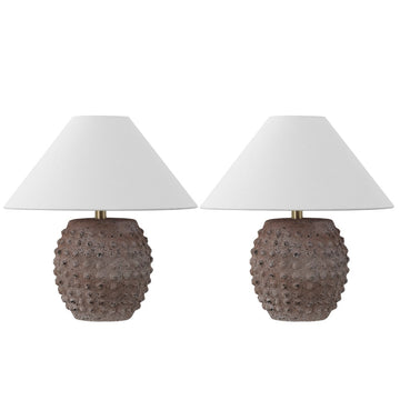 Effie 18.25" Minimalist Scandinavian Ceramic/Iron Hobnail LED Table Lamp